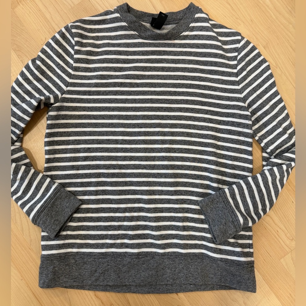 H&M Gray and White Striped Crewneck Sweatshirt